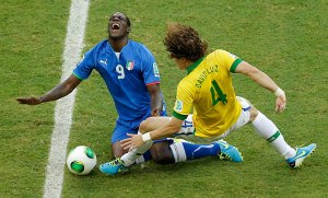 Mario Balotelli misses the clash with Spain through a thigh injury picked up against Brazil.